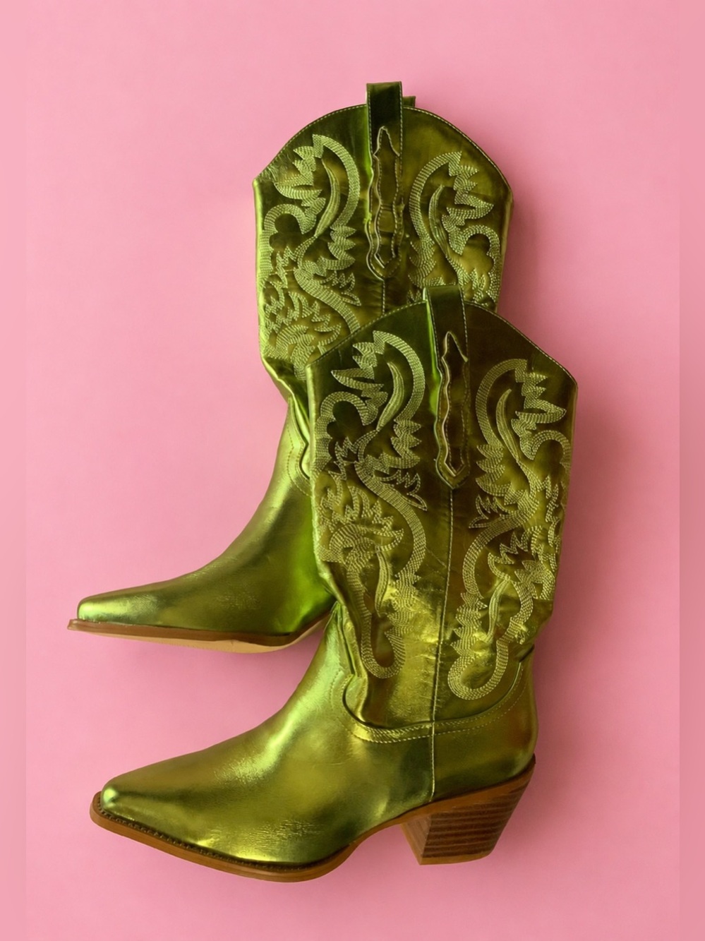 Metallic Lime Cowboy Boots